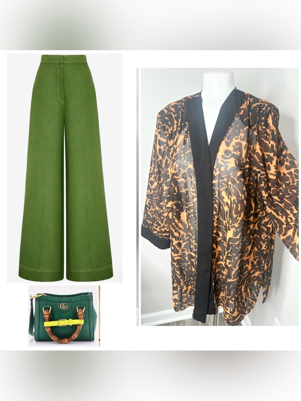 Dana Kay Black brown Animal Print Sheer Kimono duster - 22w